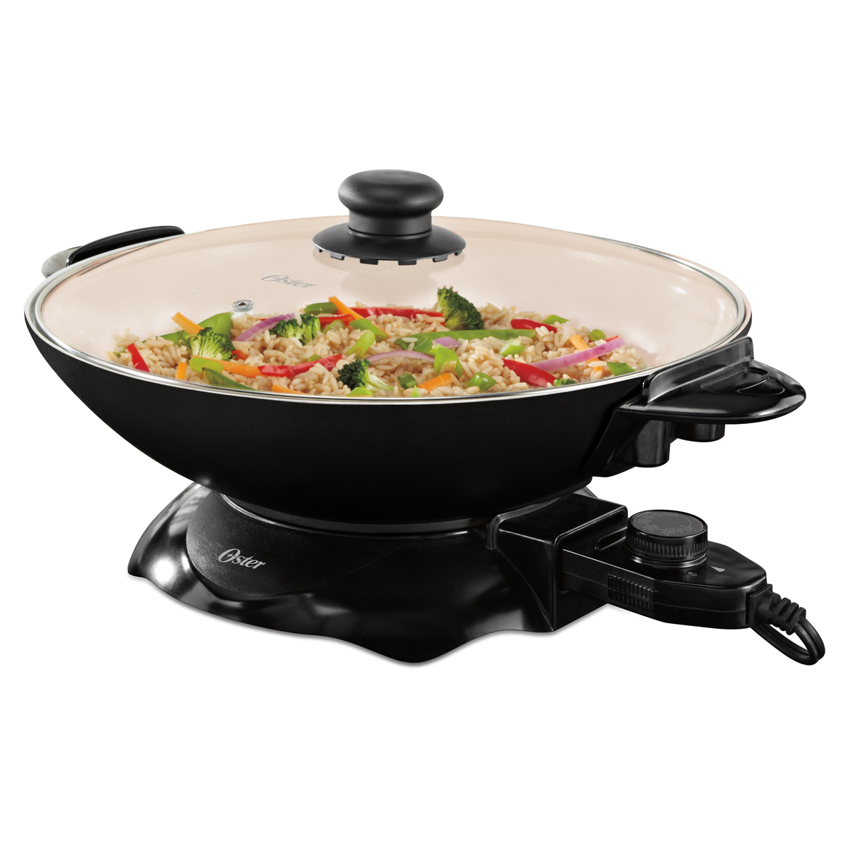 Oster® DuraCeramic™ Electric Wok, Black & White CKSTWK99W033 Oster