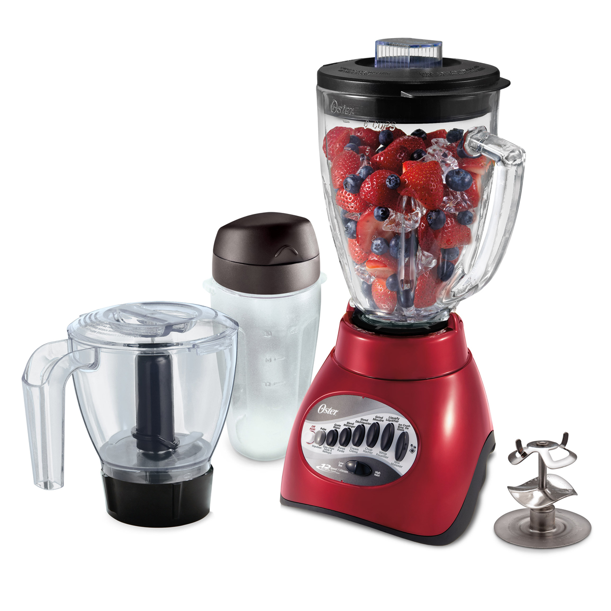 Oster 700 Watt 12 Speed Stand Blender With Accessories Red 6844