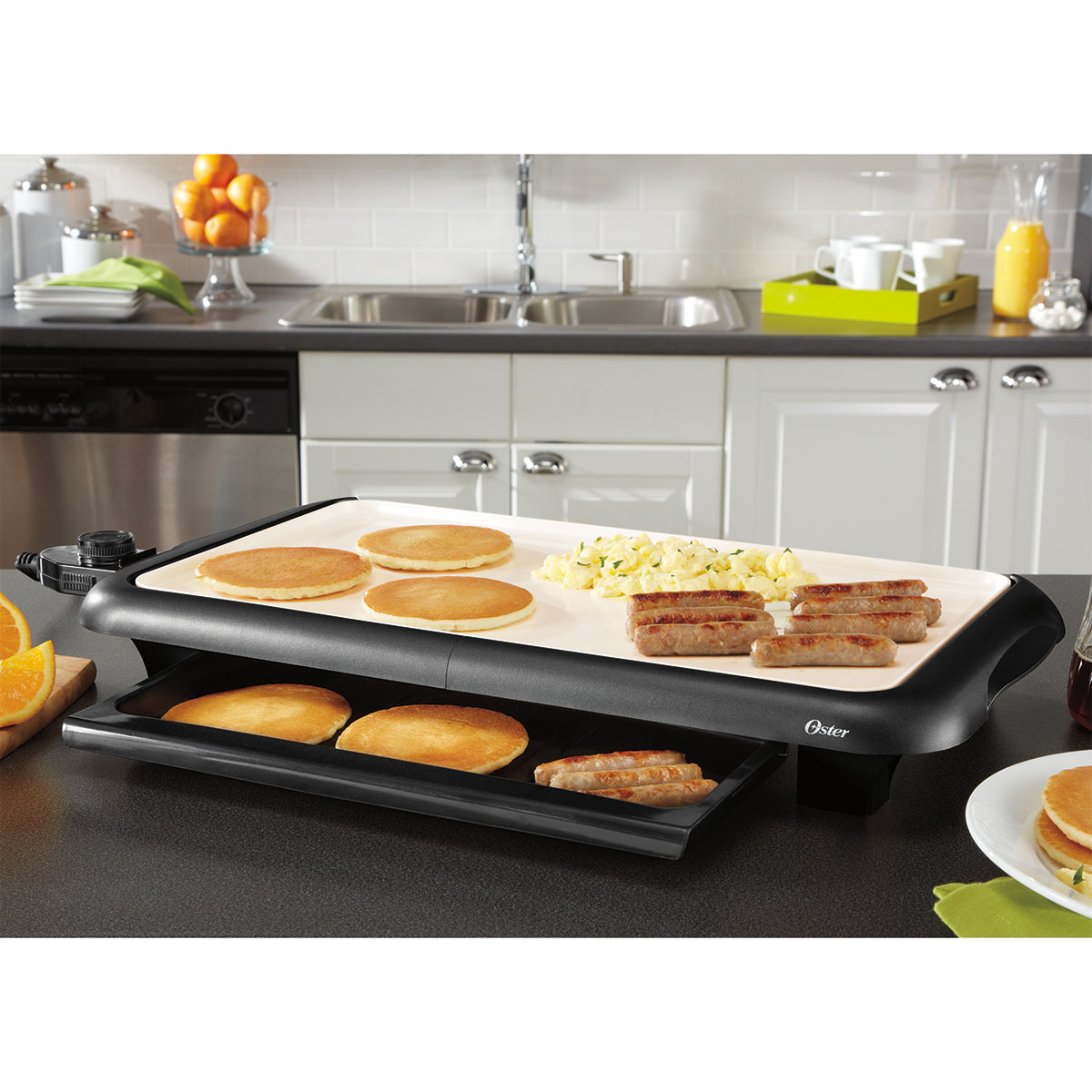 Oster® Titanium Infused DuraCeramic™ 10" x 181/2" Griddle w/ Warming