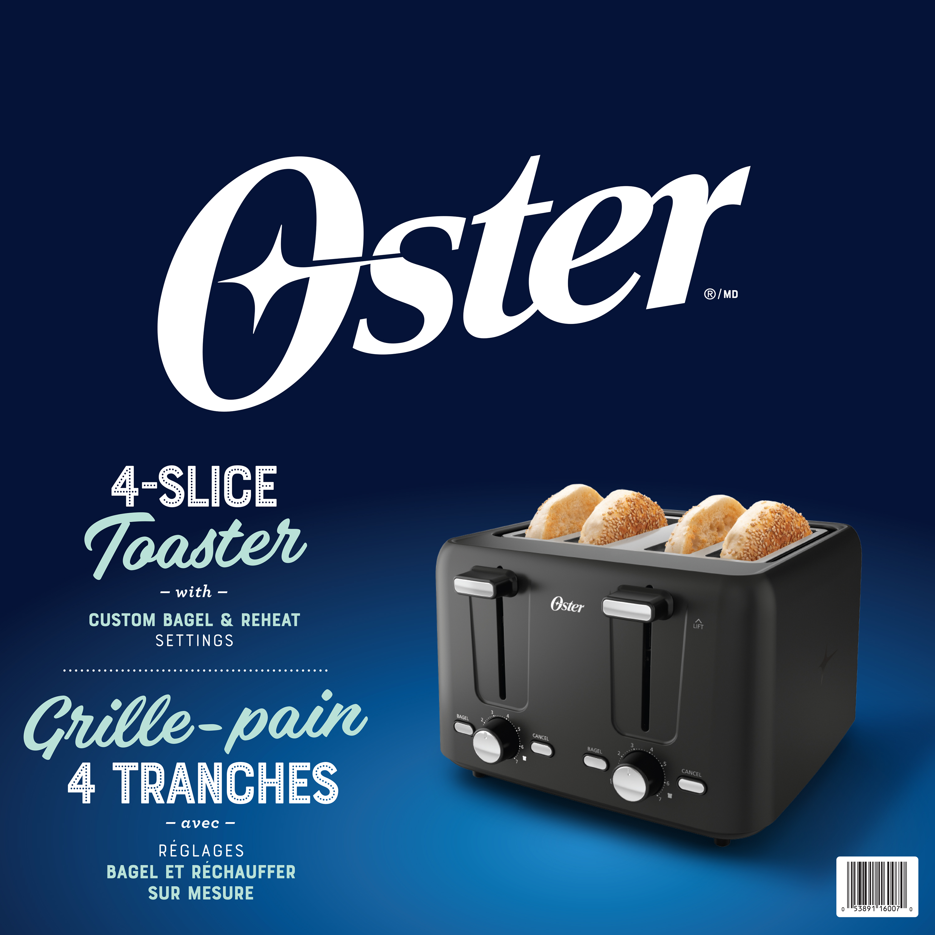 Oster 4-Slice Toaster with Custom Bagel Setting and Extra-Wide