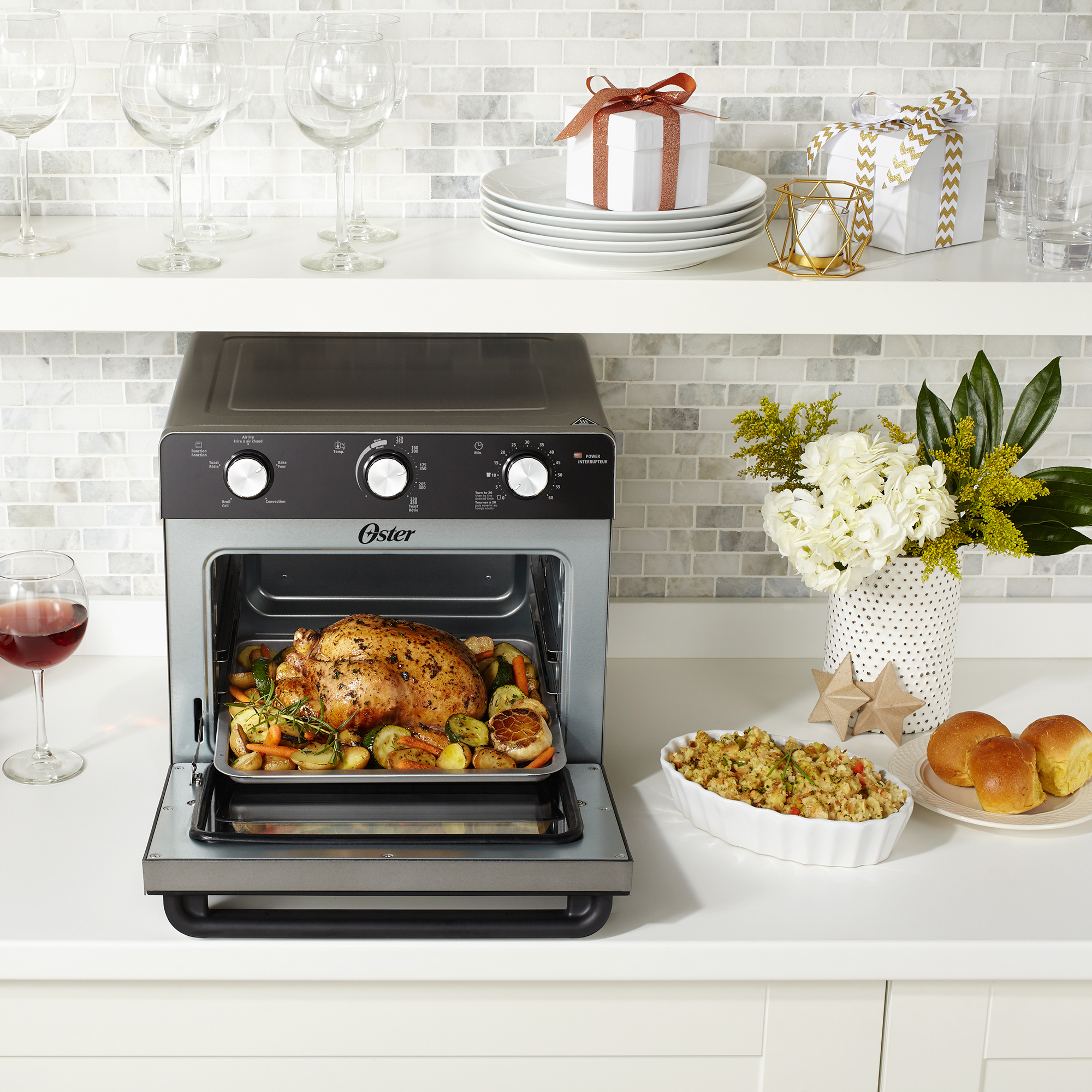 Oster Black Countertop Toaster Oven with Air Fryer 