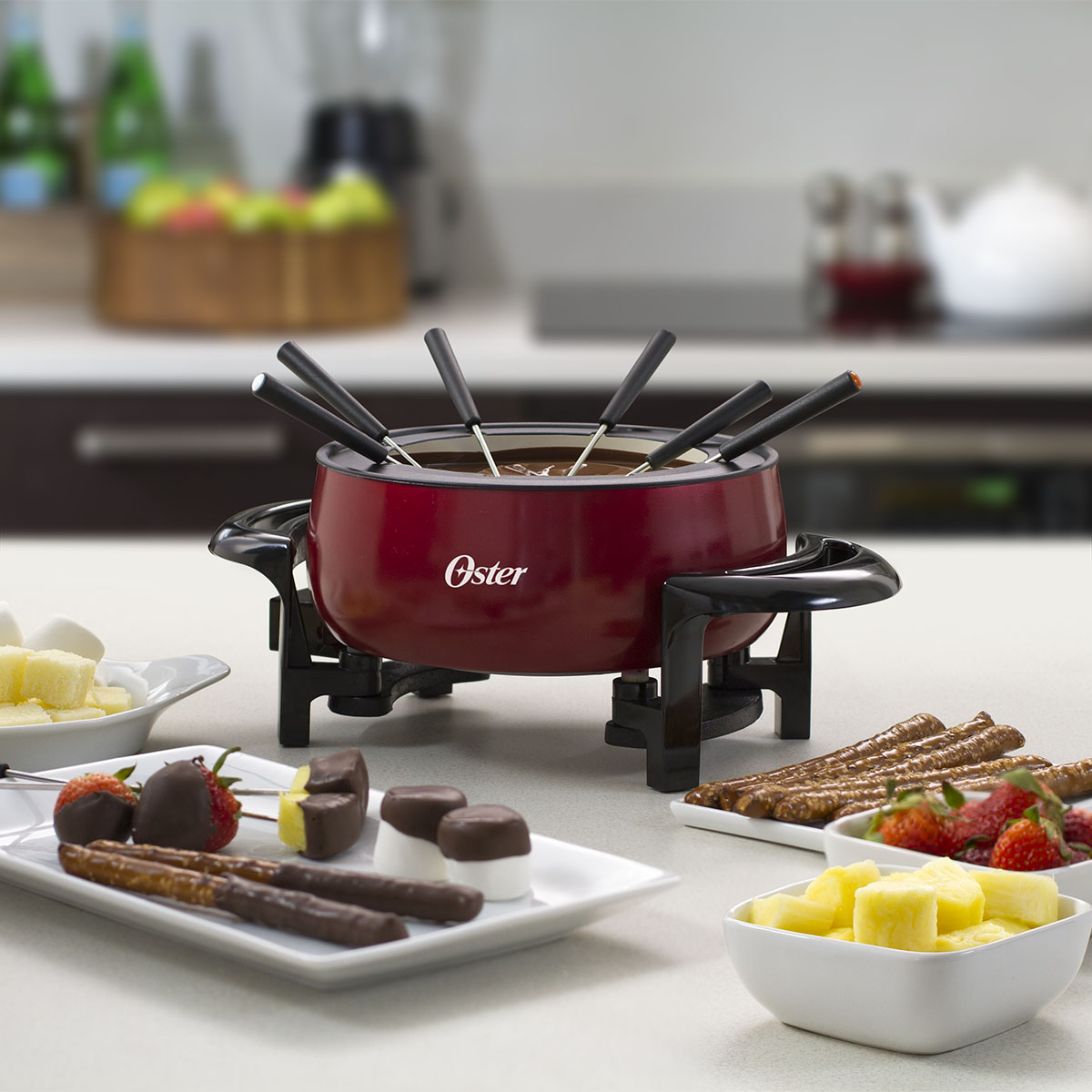 Oster 3-Quart Electric Fondue Pot, Large Capacity Non-stick Stainless Steel